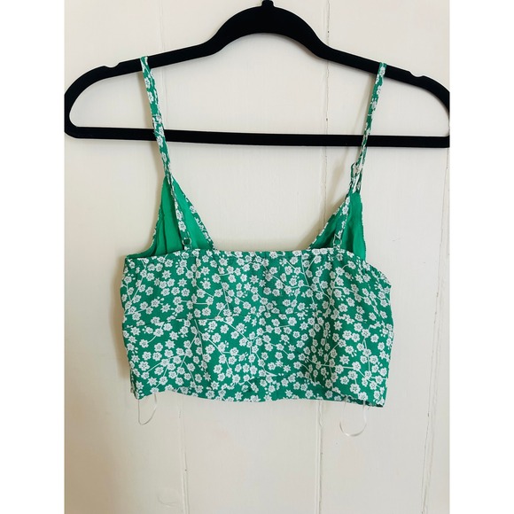 Princess Polly Green Floral Bustier Cropped Going Out Top Spaghetti Straps - Picture 4 of 5